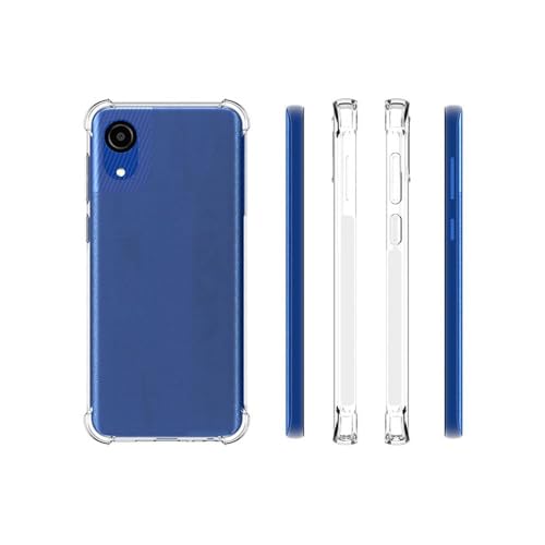 Image of COVERBLACK Flexible Defender Bumper Back Case with Edges and Color Button Back Cover for Samsung A04Core - SM-A032F - Transparent