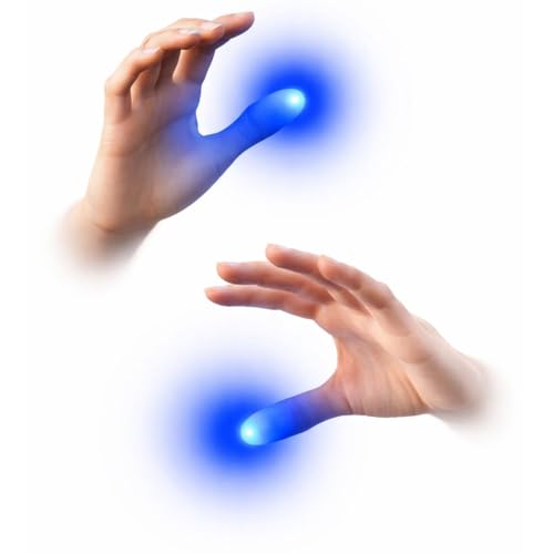 Image of MilesMagic Set of 2 Magic Light Up Thumb Tip | Lights from Everywhere | Easy to Do Flash Lights from Anywhere Close Up Routines Finger Illusion Magic Trick (Blue)