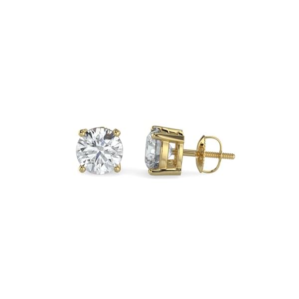 14K White & Yellow Gold Lab Grown Round Cut Diamond Stud Earrings for Men Women, (1/2cttw - 4cttw), 4-Prong Screw Back, VS Clarity EF Color, Gift for Weddings, Anniversaries, Valentine's Day - Image 4