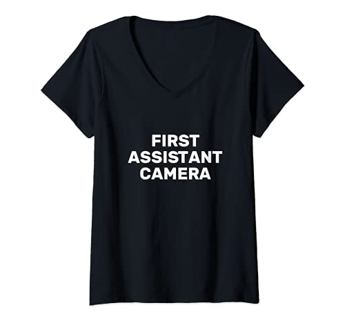 Womens Movie Set Film Crew First Assistant Camera V-Neck T-Shirt, Black