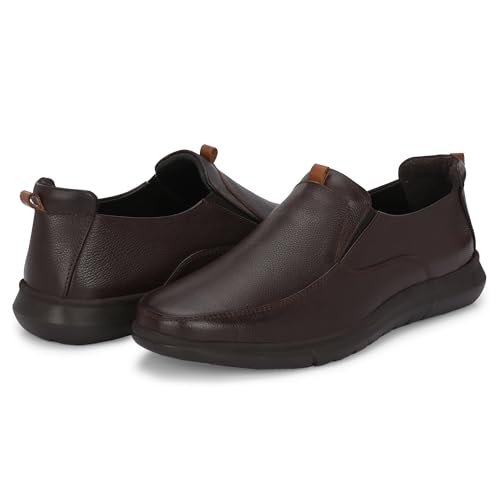 Image of Blue Leather By Centrino Genuine Leather Men's Formal Slip on Loafers |Comfort Trendy Non Lace-Up Design |Flexible Mocassins |Leather with Anti-Skid Sole |Perfect for Office Wear & Formal Dress (3997)