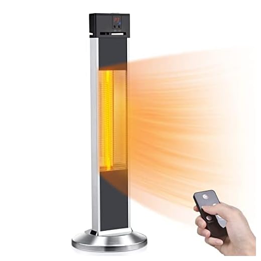 Electric Space Heaters for Indoor Use Large Room, Infrared Heater w/Remote, Auto Shut Off, 500/1000/1500W Radiant Heater, Super Quiet 3s Instant Warm Vertical Indoor space heaters, Patio Heater