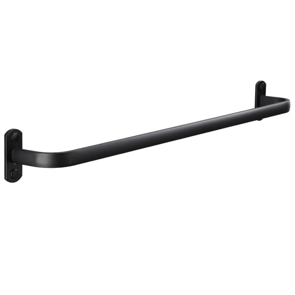ZHDWM Towel Shelf, Space Aluminum Towel Rail Drilling, Single Pole Wall Hanging Towel Holder with Screws, Fits in Kitchen Toilet Hotel Lavatory Shower, Black