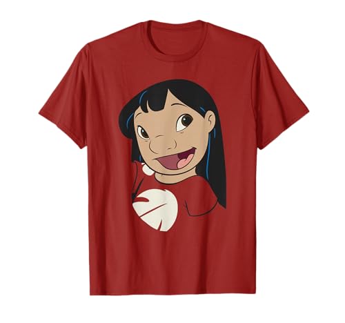 T-shirt Disney Lilo & Stitch vêtement coton col rond motif grand visage Lilo souriante