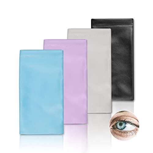XCWTBL Étui à lunettes souple en pack de 4 Souple PU Cuir Sac Lunettes un étui pouvant également servir d'étui à lunettes de soleil,Boitier Lunettes Lecture pour Femme Homme Enfant Cover