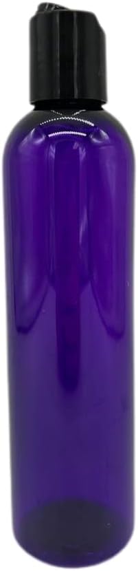 Natural Farms 8 oz Purple Cosmo Plastic Bottles -12 Pack Empty Bottle Refillable - BPA Free - Essential Oils - Aromatherapy | Black Press Down Disc Cap - Made in the USA