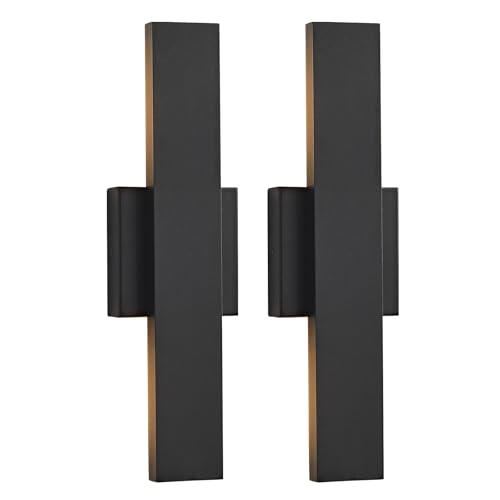 Outdoor Modern LED Wall Light Fixtures, Black Linear Exterior Wall Sconces 20W, Modern Porch Patio Light Fixture Waterproof Outdoor Wall Lights Outside Lights for House Garage Front Door Patio 2pack