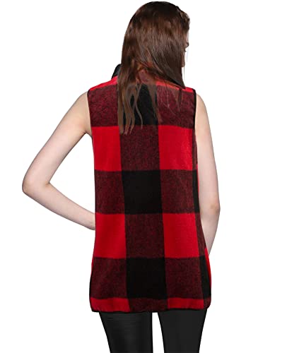 Women's Plaid Vest Casual Lapel Open Front Sleeveless Cardigan Jacket Coat with Pockets4