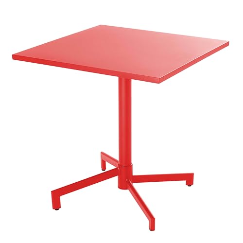 Oviala Table de Jardin carrée bistrot avec Plateau Rabattable 70 cm Rouge - Palavas