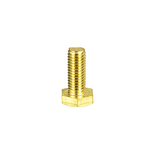 Image of uxcell Brass Hex Bolts, M10x25mm 1pcs Fully Thread Grade 4.8 Solid Brass Hexagon Head Bolt Machine Screws for Machinery