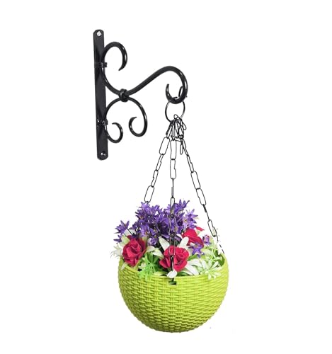Image of Metal Plant Hanger Hook Bracket for Wall Hanging - Golden Iron Decorative Hanging Hook for Planters, Bird Feeders, Lanterns, Wind Chimes (Pack of 1, Black)