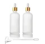 2 Pack 100ml/3.4 Oz,White Frosted Glass Dropper Bottle for Essential Oils,Empty Glass Liquid Holder...