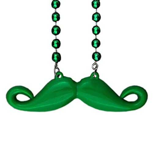 blinkee Funky Mustache Beaded Necklace Green Pack of 12