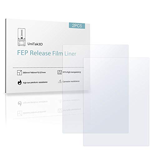 UniTak3D FEP Film, 2Pcs 140x200mm UV DLP LCD Compatible with ELEGOO Mars/Photon/Photon S/Compatible with ELEGOO Mars/Mars 2 PRO/LD-002R/LD-002H/Wanhao Duplicator 7 pour UV DLP LCD LCD Imprimantes 3D