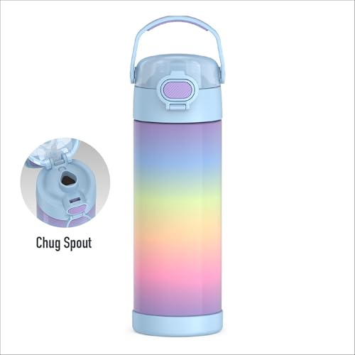 Image of THERMOS FUNTAINER 16 Ounce Stainless Steel Vacuum Insulated Bottle with Wide Spout Lid, Rainbow Cloud