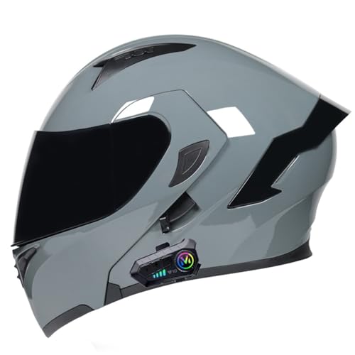 Casco Modular Moto Bluetooth con Doble Visera con Micrófono para Respuesta Automática Casco de Moto Homologado ECE Adecuado para Hombre Mujer Adulto Moto 13,2XL=63-64CM