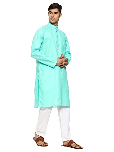 Image of ITOS365 Men Cotton Blend Kurta Pyjama Set Party Fashion Regular Ethinic Wear Indian Dress Gift for Men
