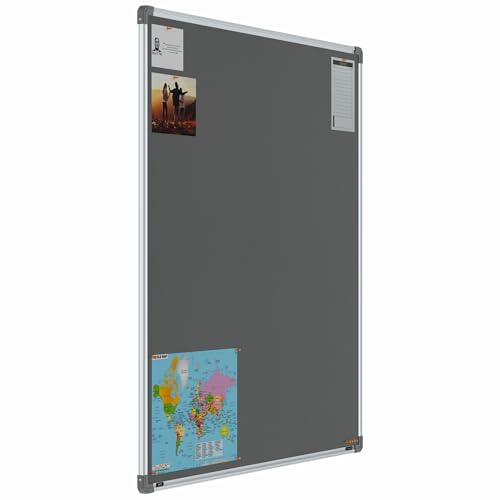 Image of Scholar Art Metis 4x4 Feet Bulletin Notice Board for Home, Office & School | Vibrant & Versatile Crape Cloth + High Density Soft Board for Pinning Photos, Sticky Notes & Reminders (Grey)