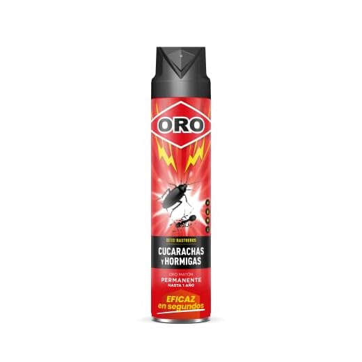 ORO Insecticida Rastreros - Contra cucarachas, hormigas y otros bichos rastreros - Acción en segundos y máxima eficacia - Para interiores y exteriores - Permanente hasta 1 año - 750 ml