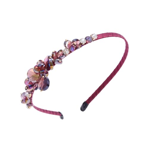 IYOU Diademas de Cristal para Mujeres Cinta para el pelo Cristal Fucsia Delgado Vintage Fiesta Accesorios para el cabello