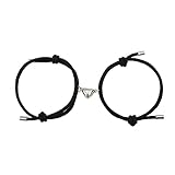 tenghong2021 2pcs Magnetic Couple Bracelets for Women Men, Sun and Moon Attraction Matching Bracelet Lover Gifts for Boyfriend Girlfriend Best Friend-Black Heart Magnet