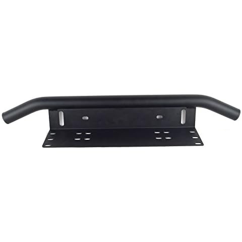 SKYWORLD Universal Mounting Brackets Bull Bar Bumper Front License Plate Mount Holder Bracket For Off Road Work Light Led Bar Driving - Black Cover