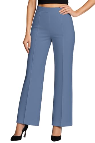 Image of SWADESI STUFF Women's High Waisted Bell Bottom Pants | Retro Wide Leg Trousers | Stretchy Flared Palazzo Pants for Office, Casual Wear & Party