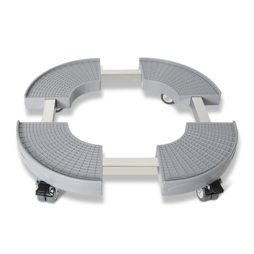 ISOISL Pflanzenroller Rund, Rolluntersetzer Einstellbar Ø38-54cm, Rollbrett Pflanzen Tragkraft 200kg, Grau Blumenroller mit 360° Drehbare Rädern, Pflanzroller für Außenbereich und Innenbereich