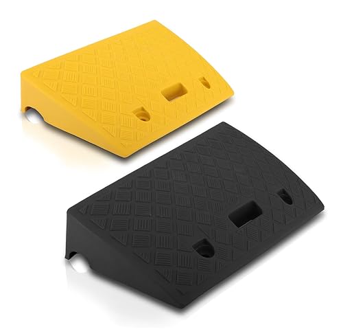 PYLE Rampas portátiles de plástico Ligero, Resistentes para Entradas, Muelle de Carga, Acera, Coche, Camión, Scooter, Bicicleta, Motocicleta, Silla de Ruedas, 2 Piezas