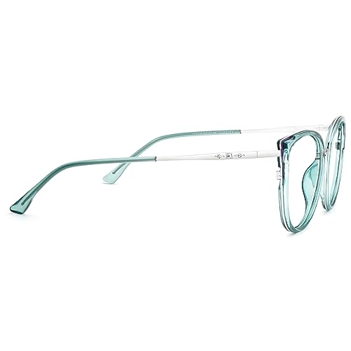 Image of Zeelool Cat Eye Eyeglasses Frame for Women Men Non-prescription Clear Lens ZJGX338746-06 Green