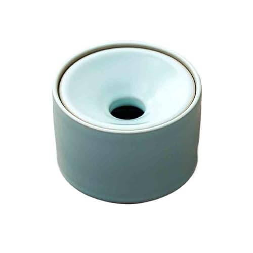 Portátil Cenicero de cerámica azul retro con forma embudo, ideal for el hogar, la sala estar o escritorio. Incluye tapa Exterior