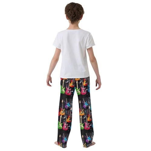 Guitar Long Pajama Pants Elastic Waist PJ Bottoms with Pockets S A1101334