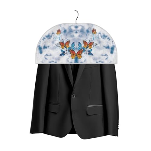 Babrukda Blue Tie Dye Butterfly Clothes Garment Rack Cover for Suit, Hanging Clothing Storage Bags for Dress, Coat, Shirts Travel Hanging Garment Bags Reusable Wardrobe Clothes Protector2