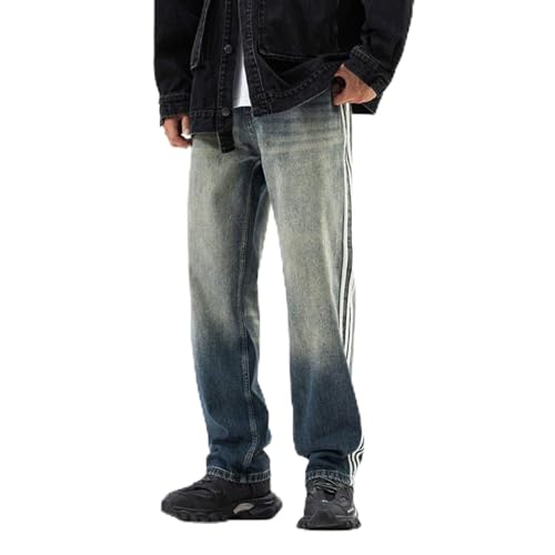 Jeans Pants Trousers Denim Spring and Autumn High Street Wide Leg with Three Bars Loose Legs Classic