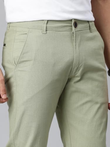Image of Majestic Man Premium Cotton Slub Slim Fit Comfortable Solid Stylish Trousers