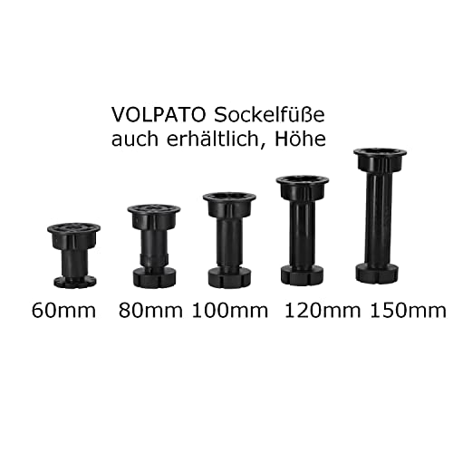 20 x verstellbare Stellfüße Sockelfüße 55-75 mm | mit 5 Stück Befestigungsclips | Tragkraft bis 400 kg | Volpato H-60