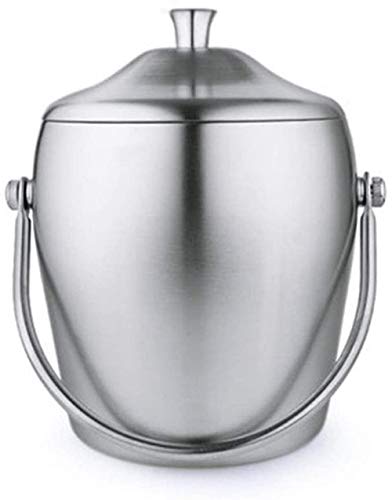 Ohpa Barrel Seau EIS en Acier Inoxydable Mat à Double Couche Seau à Glace Portable isolé Idéal pour Les fêtes BBQs Idéal pour Les réunions de Famille (Couleur: Argent Taille: 2L)-2L_Argent 0624