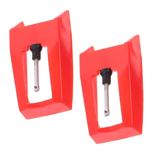 MAGICLULU Lot de 2 Aiguilles de Rechange Rouges pour Platines Vinyles, Stylets Universels pour Tourne-disque Phonographe, Accessoires pour Disques Vinyle, Remplacement Précis et Solide,