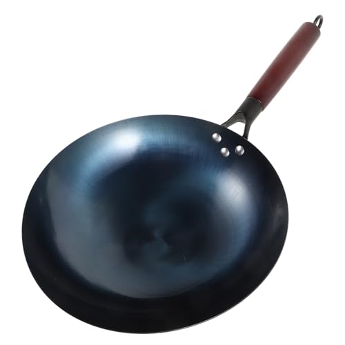 Wok de hierro antiadherente con mango de madera miniatura 1