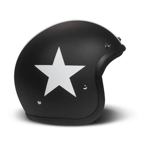 Casco DMD Jet Retro Star Black fabricado en fibra ligera con acabados interiores premium