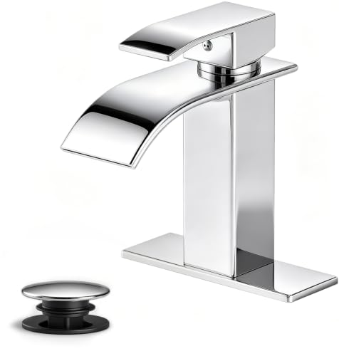 Image of Ryuwanku Waterfall Bathroom Faucet, Stainless Steel, 1-Handle