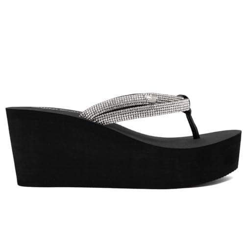 Image of Juicy Couture Women's Wedge Platform Flip Flops, Fashion Beach Sandals with Soft Footbed and Thong Style