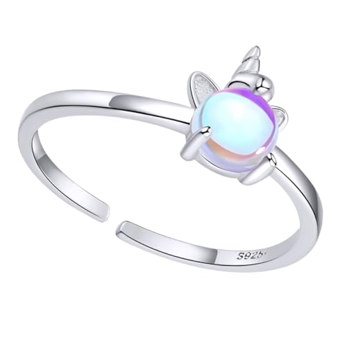 Anillo de unicornio para viajes y uso diario sortija ajustable de plata ligera