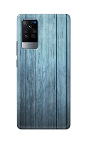 Image of Printed Hard Back Cover Case for Vivo X60 Pro Back Cover (Wooden Blue) -702