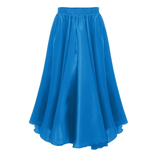 Rswnyirn Falda de Baile para Niñas Largo Flamenco Español Falda de Chiffon Maxi Falda de Baile Swing para Danza del Vientre Falda con Elástico Monocolor Ropa de Baile para Niños para el Escenario