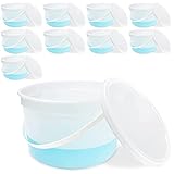 1 Gallon Food Safe Freezer Safe Round Plastic Bucket with Lids - Translucent - 10 Pack of Buckets with Lids - Ice Cream Storage Container for ice Cream, Soup, prep containers - BPA Free