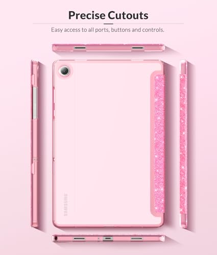 Image of MoKo Case for Samsung Galaxy Tab A11+ Plus 11 inch 2025, Shiny Pink | Fit Samsung Galaxy Tab A9+ Plus 2023 with Soft TPU Translucent Back Protective Cover Trifold Stand Case, Auto Wake /Sleep