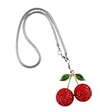 LHOUCHONS Encanto Coche Bling Cherry Colgante Cristal para Mazda Mazda3,Espejo Retrovisor Mujeres Accesorio con Strass Suerte Dise�O Brillante