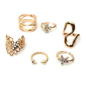 Cairo Fashion Clover Leaf Star Joint Knuckle Nail Gold Set Of 7 Rings For Women (B01N6N83M3) Amazon Price History, Amazon Price Tracker