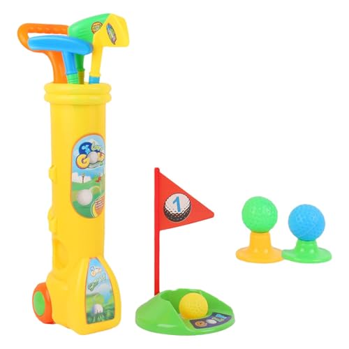Kids golf club set : coffret jeu golf éducatif enfants jaune avec accessoires de simulation